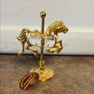 Millennium Production USA Genuine Austrian Crystal 24K Plated Carousel Horse